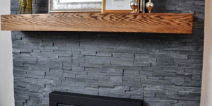 Облицовка камина черным камнем фото 3D панели RKS SLATE Сланец Black Slate купить в РКС Клинкер (2)