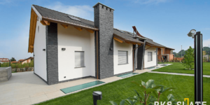 Каменный дом из черной мозаики фото 3D панели RKS SLATE Сланец Matt Black Slate Modern (8)