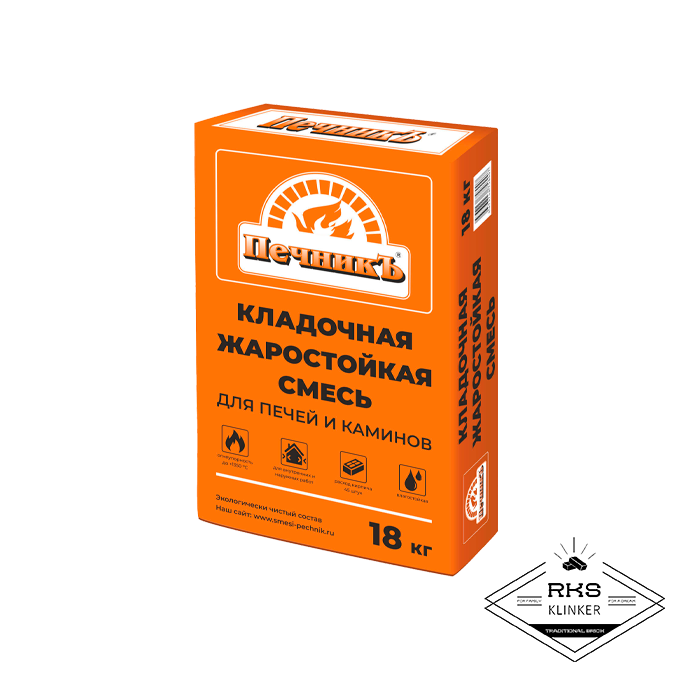 Кладочная жаростойкая смесь для наружной кладки Печникъ, 18 кг в Брянске