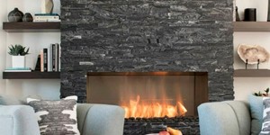 Камень для облицовки камина 3D панели Мрамор RKS Slate Woody Grey Classic готовый результат на фото (3)